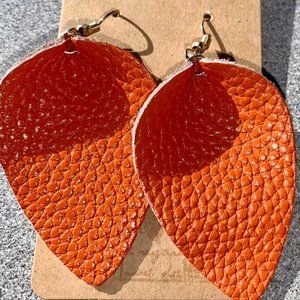 3 for $20 - orange leather earrings